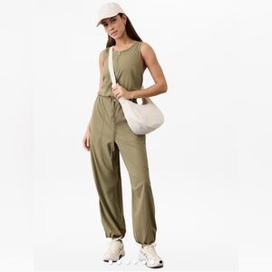 NWT Athleta Flex Jumpsuit, S Tall, Olive Branch